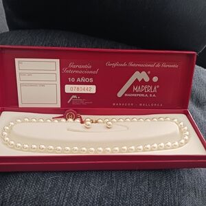 MALLORCA Pearl Necklace and Earring Set - Cream